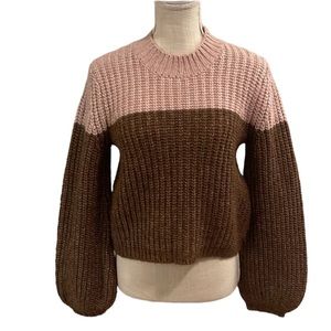 La Ligne Sundae Chunky Knit Pullover Sweater Brown/Pink Women's Size S
